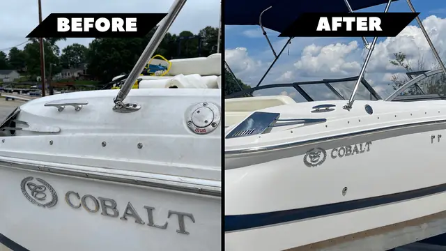 Cobalt bow: oxidation removed, before and after