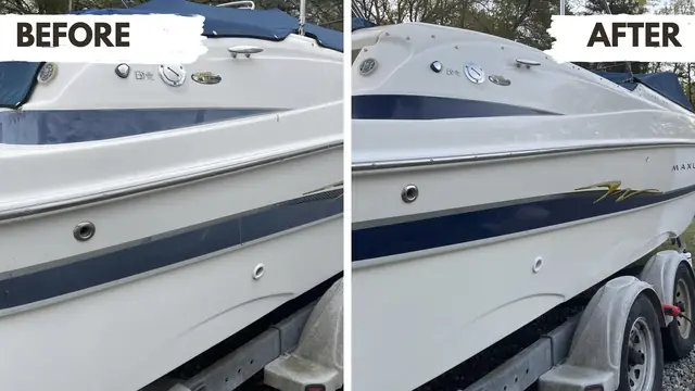 Hull stripe: wash, compound and wax, before and after